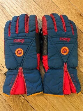 Vintage Nordica Men's Navy & Red Winter Ski Gloves XL